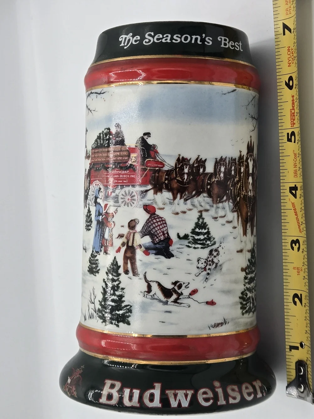 1991 Budweiser Clydesdale Holiday Ceramic Beer Stein 